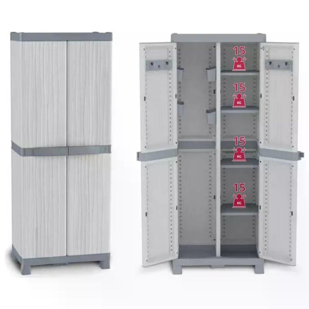 Terry 1002565 Domino Wave Armadio 2 Ante PPL 4 Ripiani Regolabili Lucchetto colore Grigio