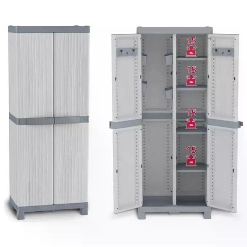 Terry 1002565 Domino Wave Armadio 2 Ante PPL 4 Ripiani Regolabili Lucchetto colore Grigio