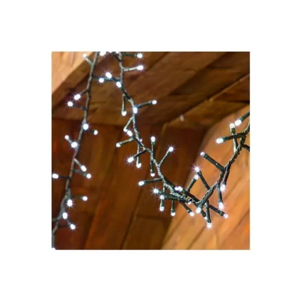 Lotti Importex 34815 Catena Luci Natale 1000 Mini LED Bianco Freddo 8 Giochi Luce Timer Memory Controller Cavo