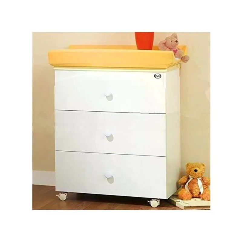 Pali 053300N Tris Bagnetto Fasciatoio 3 Cassetti Vaschetta Anatomica Ruote Piroettanti colore Bianco