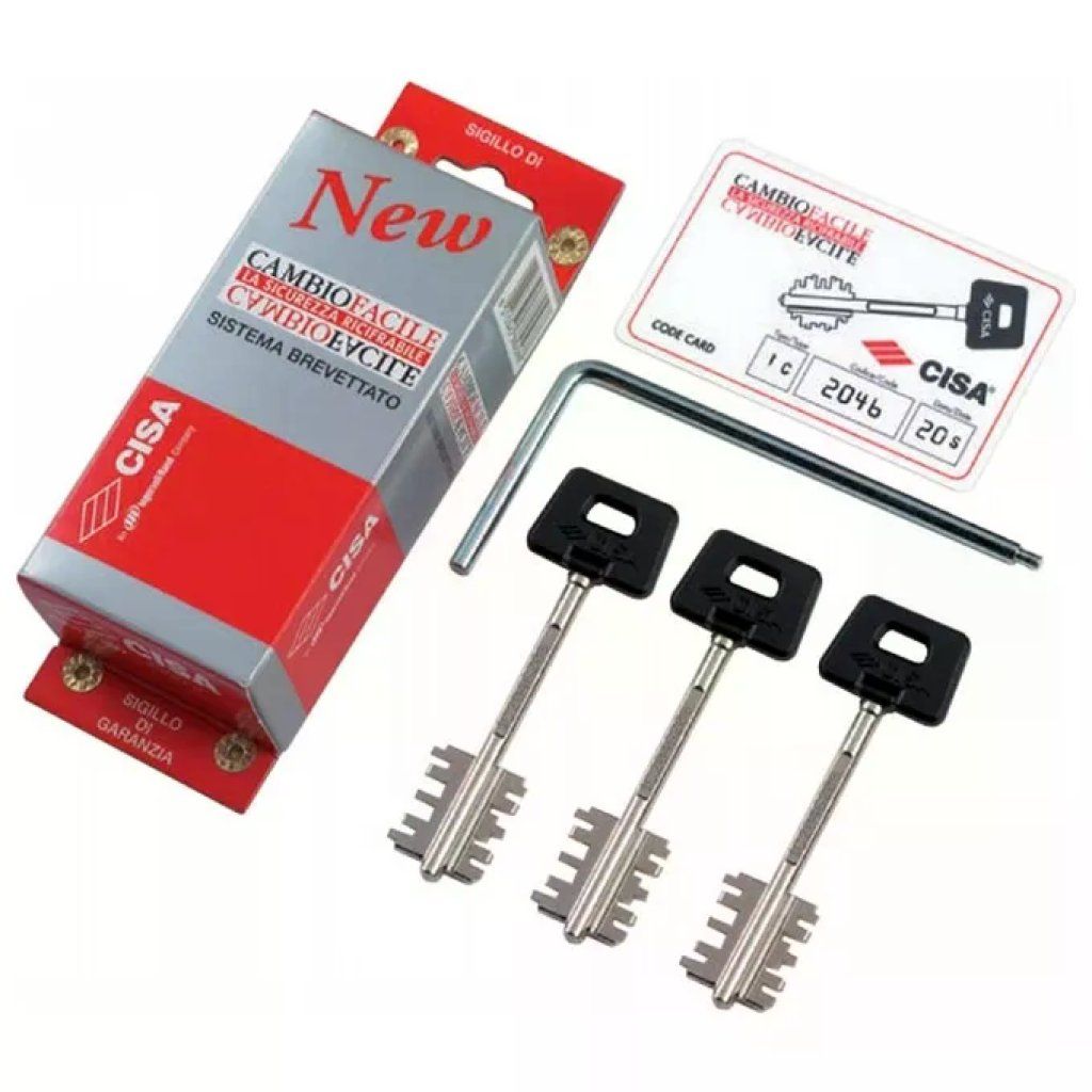 Cisa 06520 New Cambio Facile Kit 3 Chiavi Corte Ricifrabili Doppia Mappa con Attrezzo di Cambio