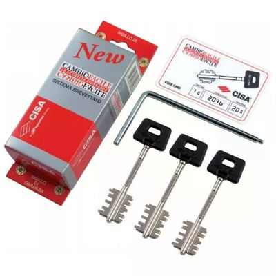 Cisa 06520 New Cambio Facile Kit 3 Chiavi Corte Ricifrabili Doppia Mappa con Attrezzo di Cambio