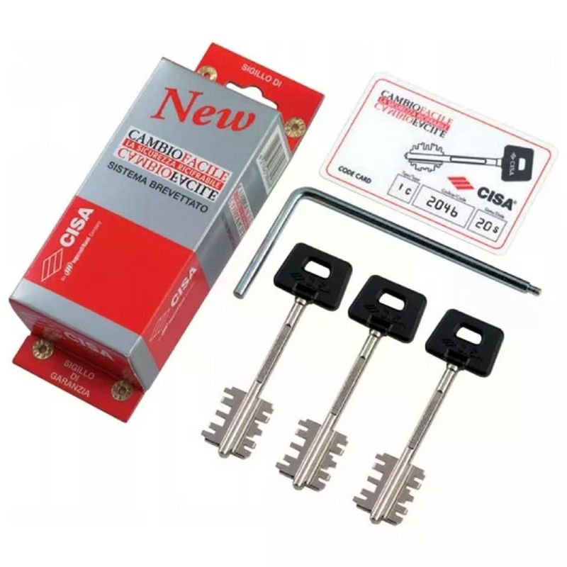 Cisa 06520 New Cambio Facile Kit 3 Chiavi Corte Ricifrabili Doppia Mappa con Attrezzo di Cambio