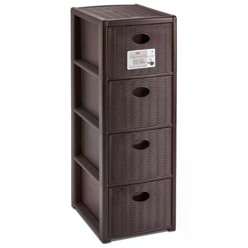 Stefanplast 001126623 Elegance Cassettiera 4 Cassetti in Polipropilene Resistente con Ruote e Piedi per