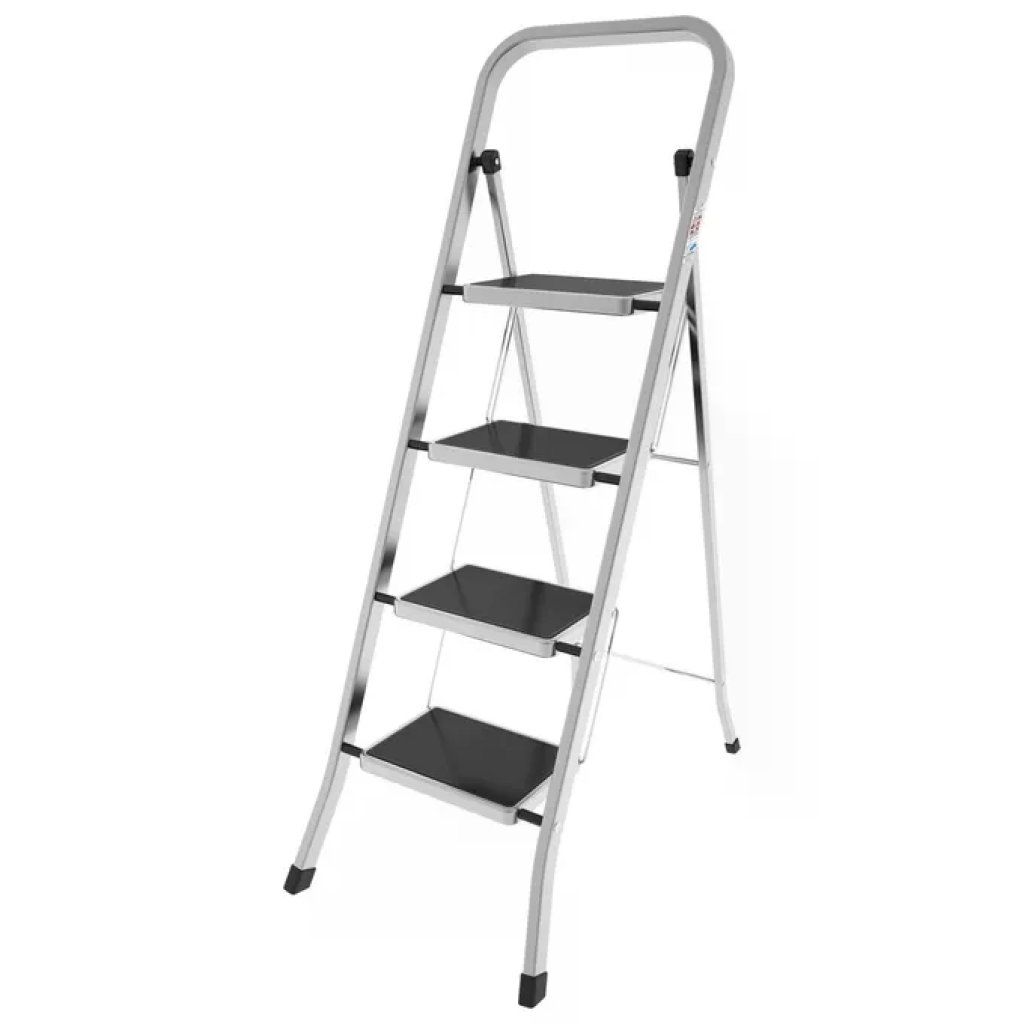 Colombo New Scal G110AT4W Factotum Sgabello Scala Pieghevole 4 Gradini Alluminio Antiscivolo Portata 150