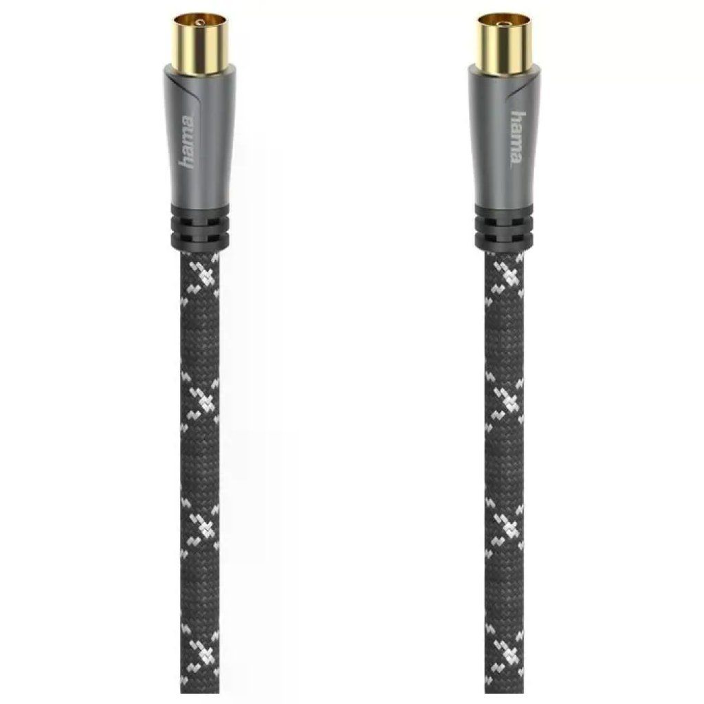Hama 00205072 Cavo Antenna Coassiale 5 m 120 dB Connettori Dorati colore Nero Grigio