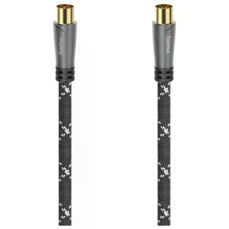 Hama 00205072 Cavo Antenna Coassiale 5 m 120 dB Connettori Dorati colore Nero Grigio