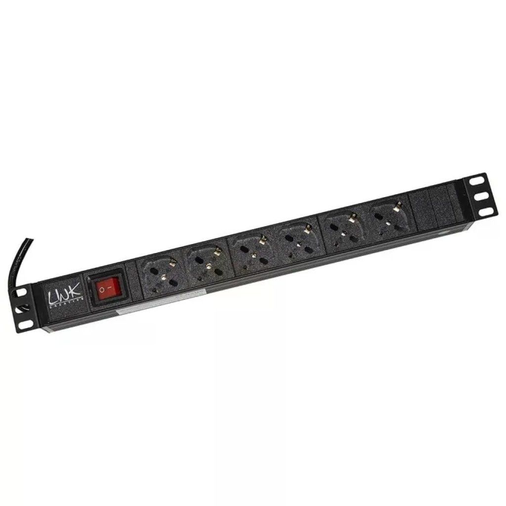 Link multipresa da rack 19 6 prese universali con interruttore spina italiana 16a