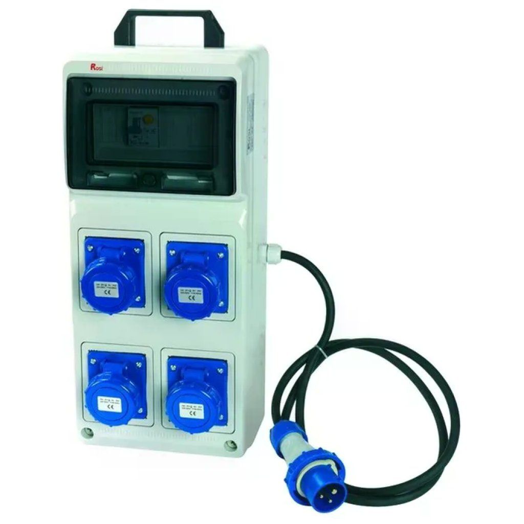 VIGOR-BLINKY ROSI 2240E Quadro Elettrico Portatile 4 Prese CEE 16A 2P+T IP55 con Spina 16A 230V e Cavo 2m