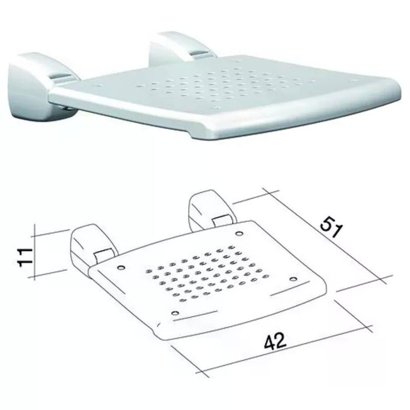 VIGOR-BLINKY K Design PRWSPPBX Sedile ribaltabile da muro in polipropilene antiscivolo con supporti in