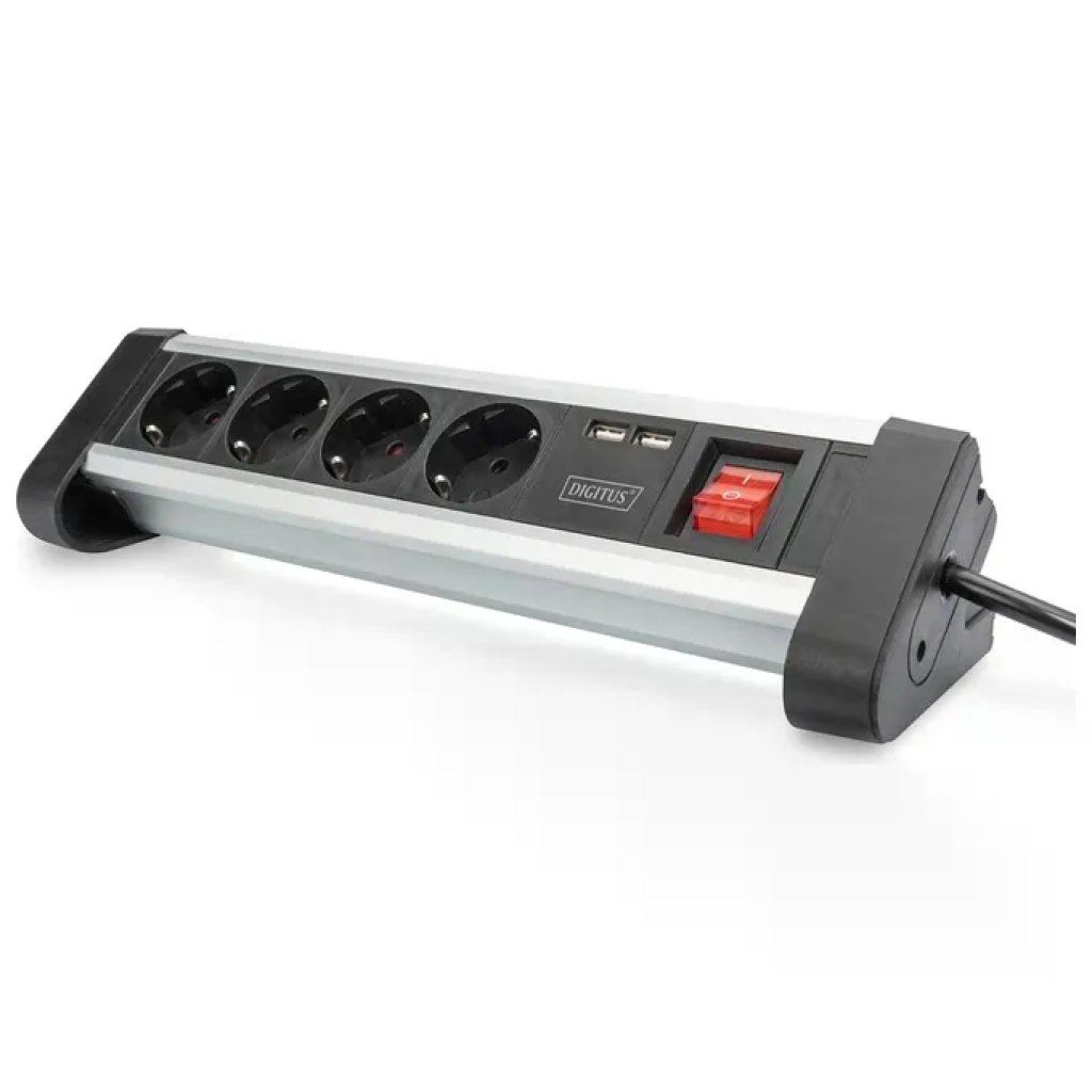 Digitus DA-70614 Ciabatta Multipresa da Ufficio 4 Prese Schuko 2 Porte USB 3680W Cavo 1 Digitus DA-70614 Ciabatta Multipresa da Ufficio 4 Prese Schuko 2 Porte USB 3680W Cavo 1