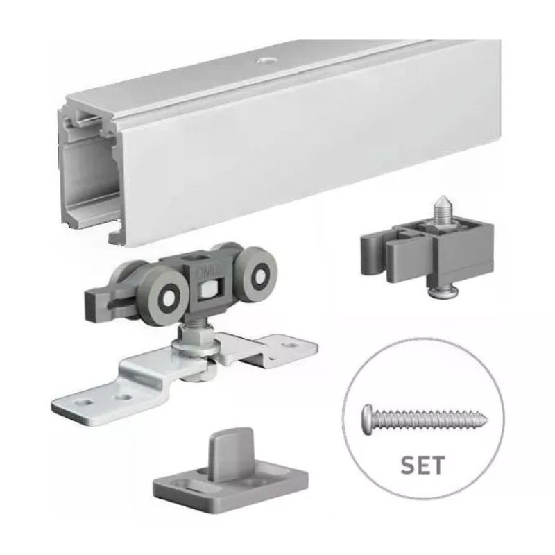 YEPPON Omge 1390 Kit per Porta Scorrevole Binario in Alluminio Anodizzato Lunghezza 155 cm Portata fino a