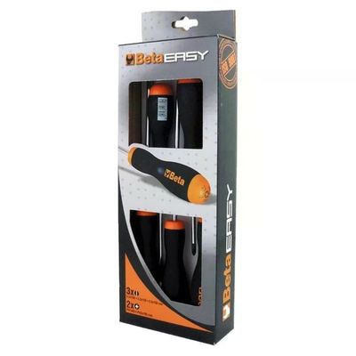 BETA BT012030001 Serie Easy Set 5 Cacciaviti 3 a Taglio 2 a Croce Punta Nera colore Nero