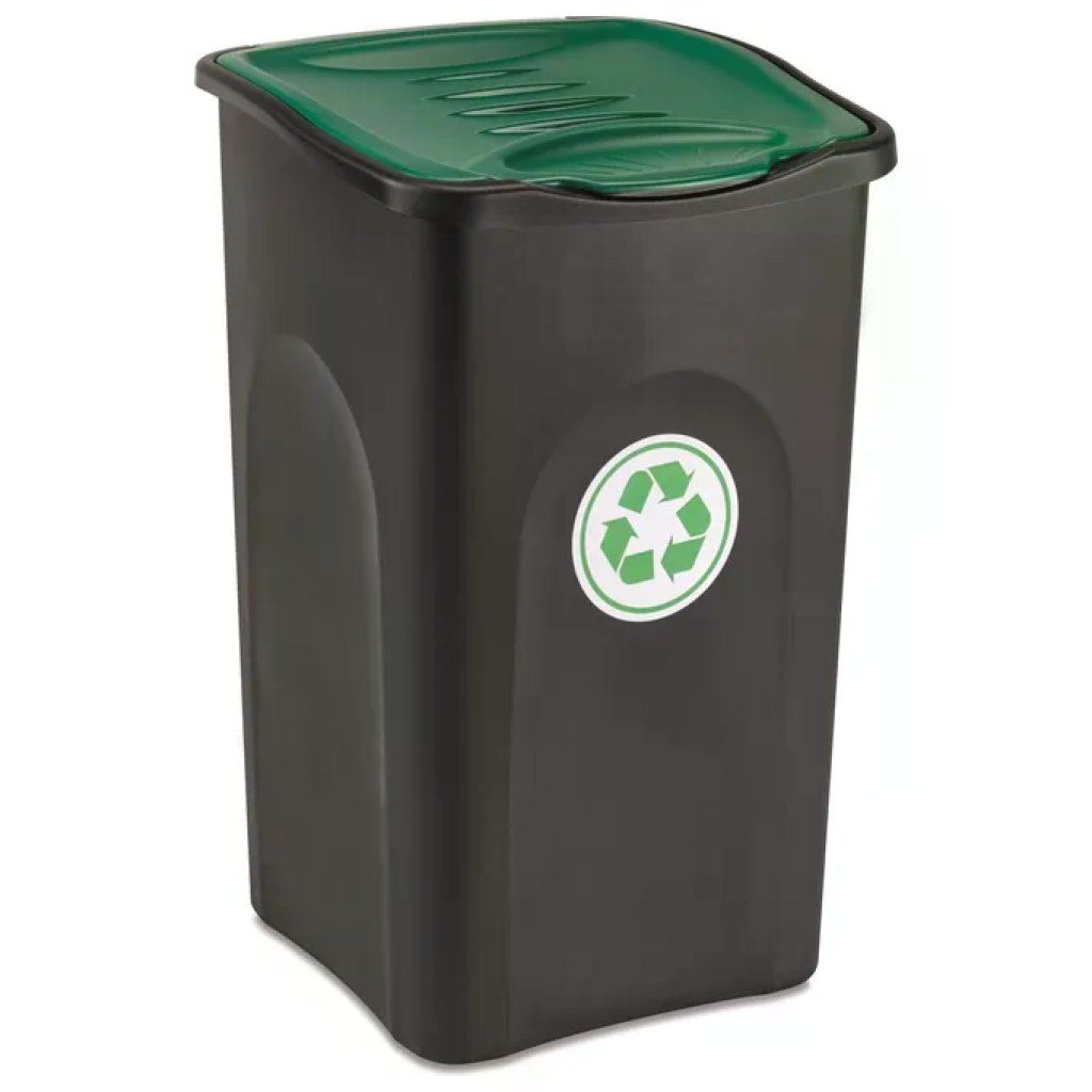 Stefanplast Pattumiera Ecogreen 37x37x56cm 50Lt Nero-Verde