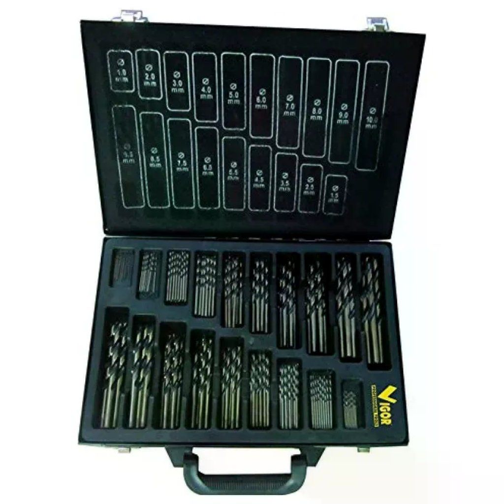 VIGOR-BLINKY Vigor 41282-15 Serie 150 Punte Elicoidali HSS Acciaio Forgiato Set 150 pz diametri 1-10 mm