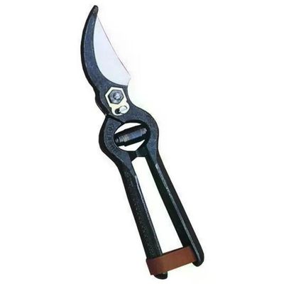 DUE BUOI CM 18 125S Forbice da Potatura Acciaio Forgiato a Caldo Chiusura in Cuoio colore Nero metallizzato DUE BUOI CM 18 125S Forbice da Potatura Acciaio Forgiato a Caldo Chiusura in Cuoio colore Nero metallizzato