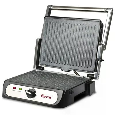 Girmi BS4100 Bistecchiera a Contatto 2000W Piastre Antiaderenti Removibili Petravera Apertura 180°