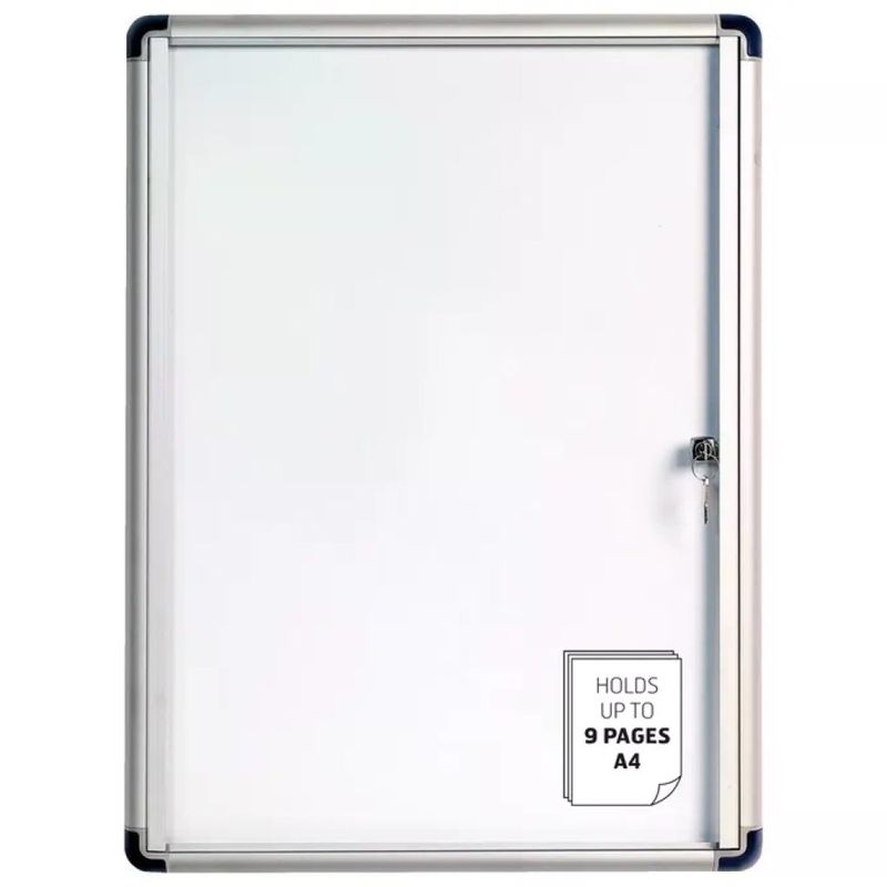 Bi-Office VT630109660 Enclore Budget Bacheca Magnetica 9xA4 con Serratura Cornice in Alluminio Acciaio