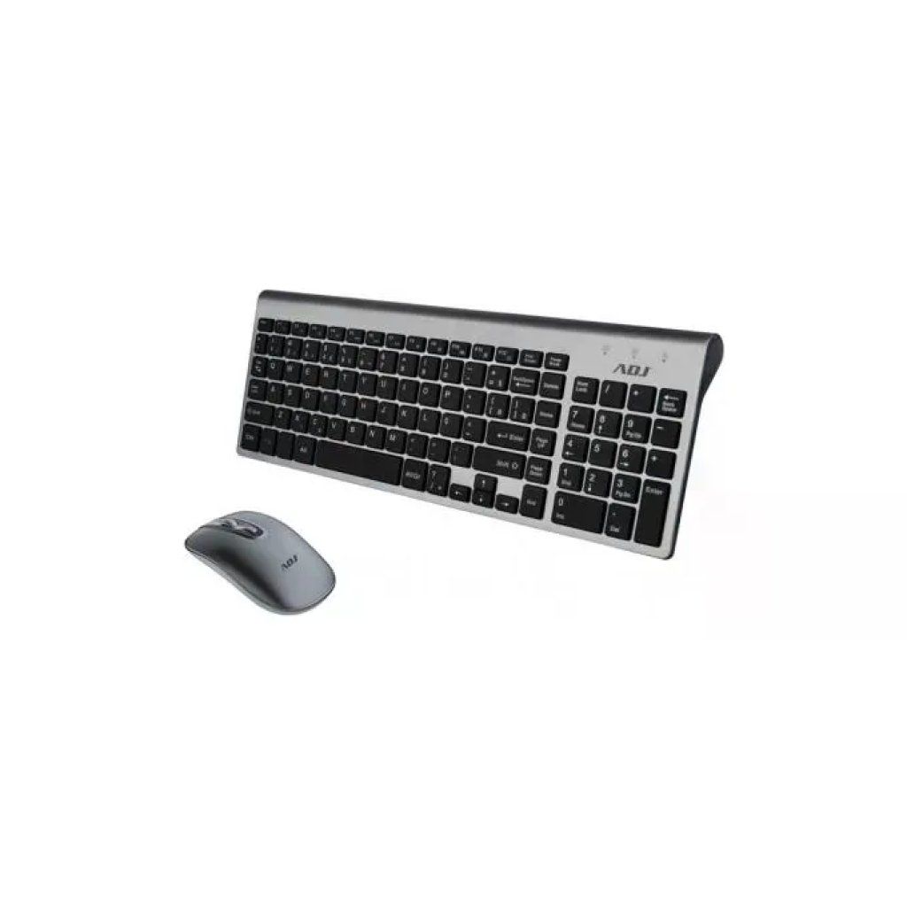 Adj Kit Desktop Wireless KW10 Platinum Tastiera Multimediale con Mouse Ergonomico Resistente