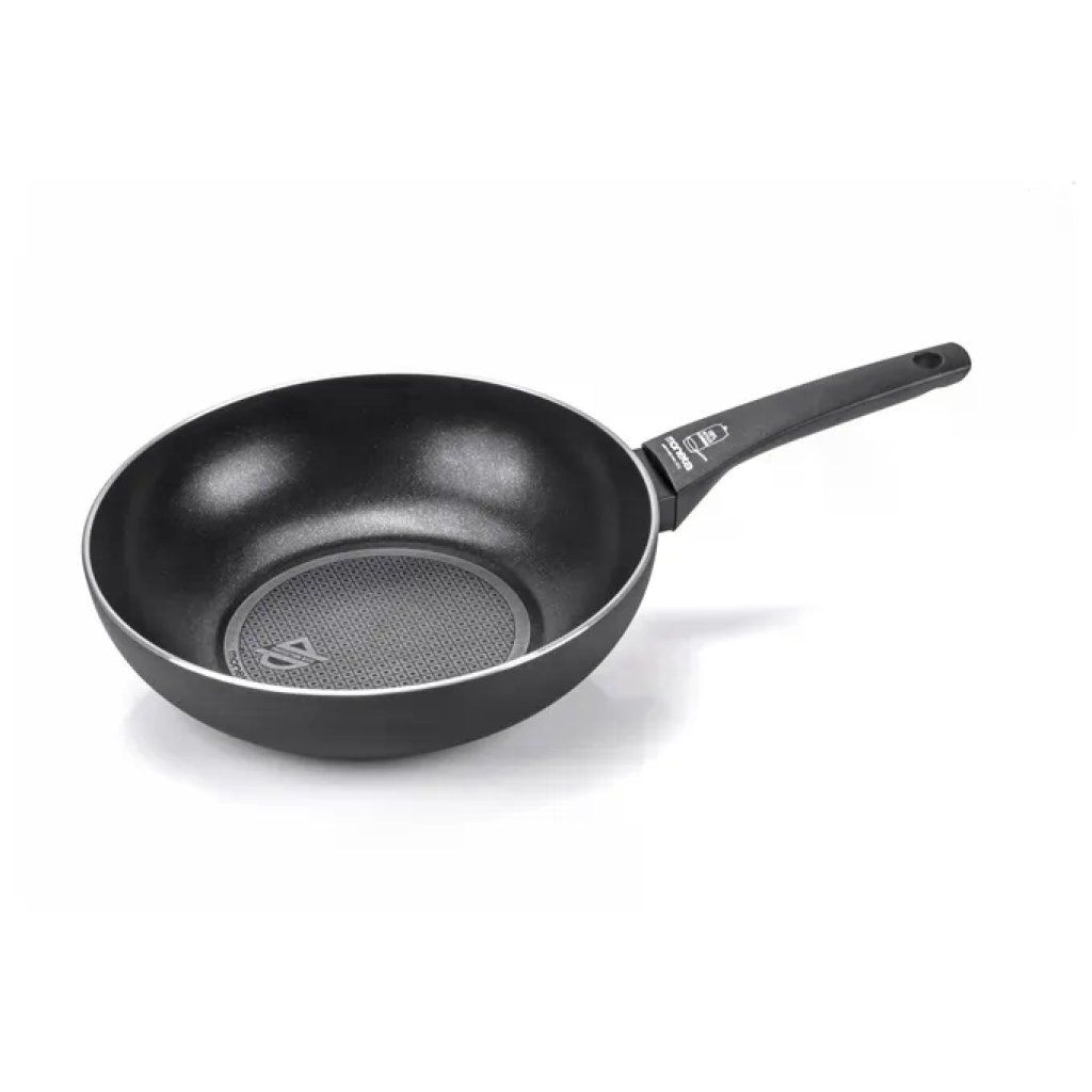 Moneta 0005554328 Recy Wok 28 cm Antiaderente Alluminio 100% Riciclato Induzione No PFOA colore Nero