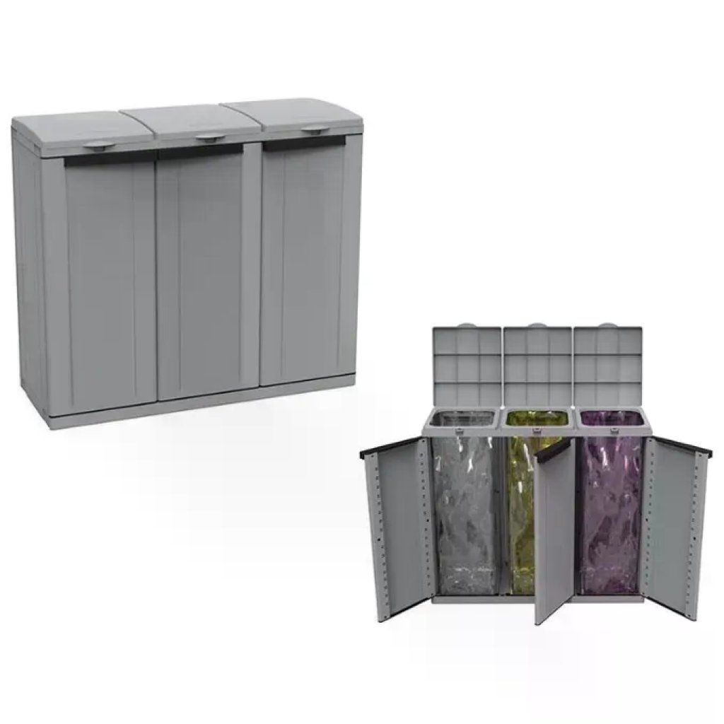 Terry 75049 Eco Line 3 Armadio Raccolta Differenziata 3 Ante 3x110 L Plastica Riciclata colore Grigio