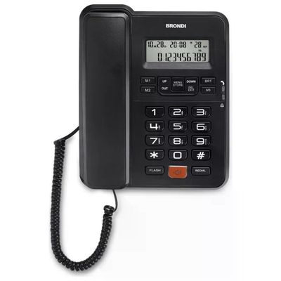Brondi OFFICEDESK Telefono Fisso con Filo Display LCD 12 Cifre Vivavoce 3 Memorie Dirette Lista 38