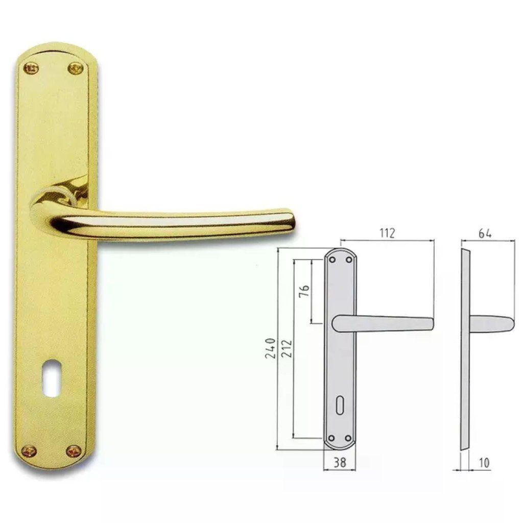 Ghidini 744088508 Milena Coppia Maniglie per Porta su Placca PY85 Q8 Compatibile Yale colore Ottone