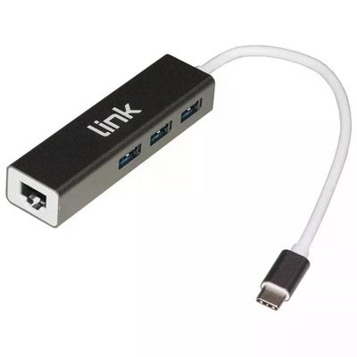Link Hub Usb-C con 3 Porte Usb 3.0 + Gigabit
