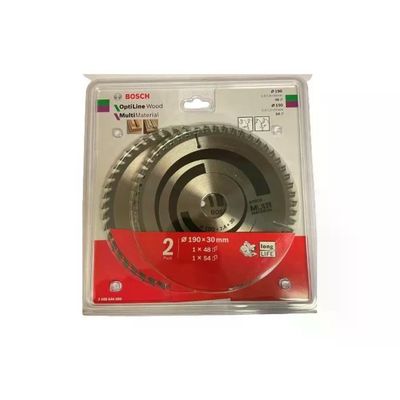 Bosch 2608644655 Optiline Wood + Multi Material Saw Blade Set Diametro 190 mm Foro 30 mm 48 denti + 54