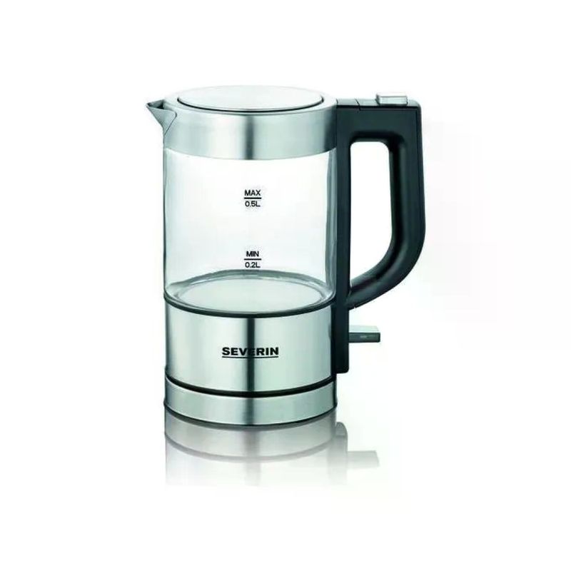 Severin WK3472 Mini Bollitore Elettrico in Vetro 0,5 L 1100 W Filtro Anticalcare BPA Free colore Nero