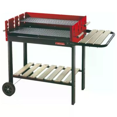 Sandrigarden SG 73-53 Barbecue a Carbone 73x53 cm 2 Griglie Cromate Regolabili Paravento con Ruote