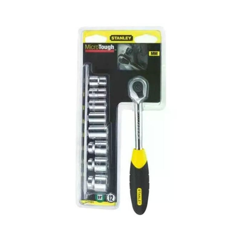 Stanley MicroTough Cricchetto Reversibile 1/4" con 9 Bussole