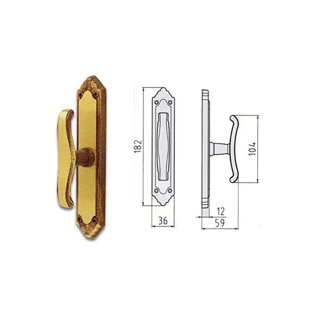 Ghidini 394406006 Lady Maniglia Cremonese per Finestre su Placca Meccanismo EZ 182x36 mm colore Ottone