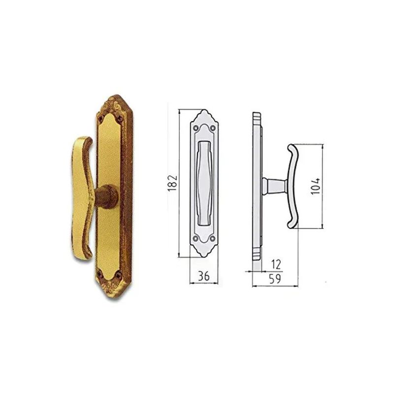 Ghidini 394406006 Lady Maniglia Cremonese per Finestre su Placca Meccanismo EZ 182x36 mm colore Ottone