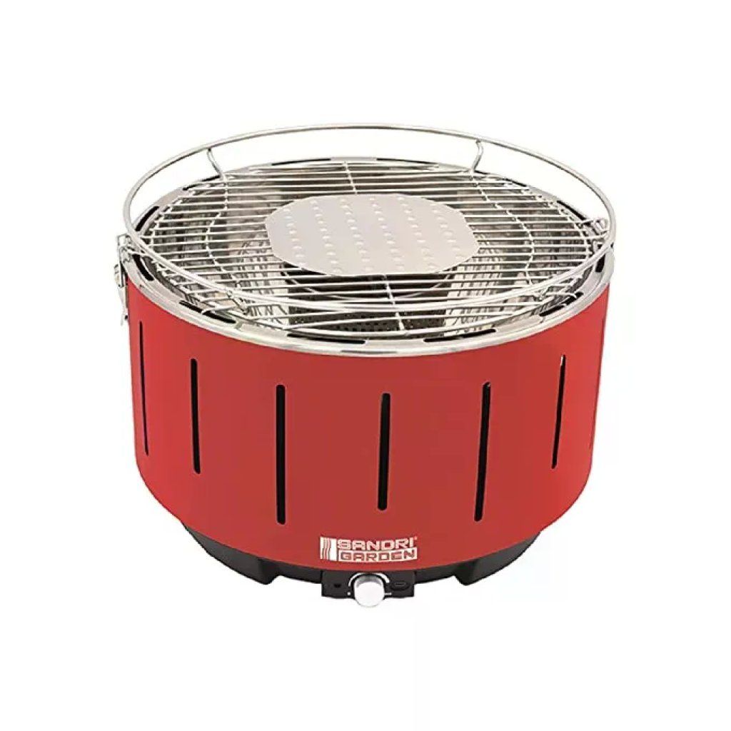 Sandrigarden SG31I Barbecue a Carbone Portatile Griglia Inox 31 cm Senza Fumo Ventola USB Borsa Inclusa