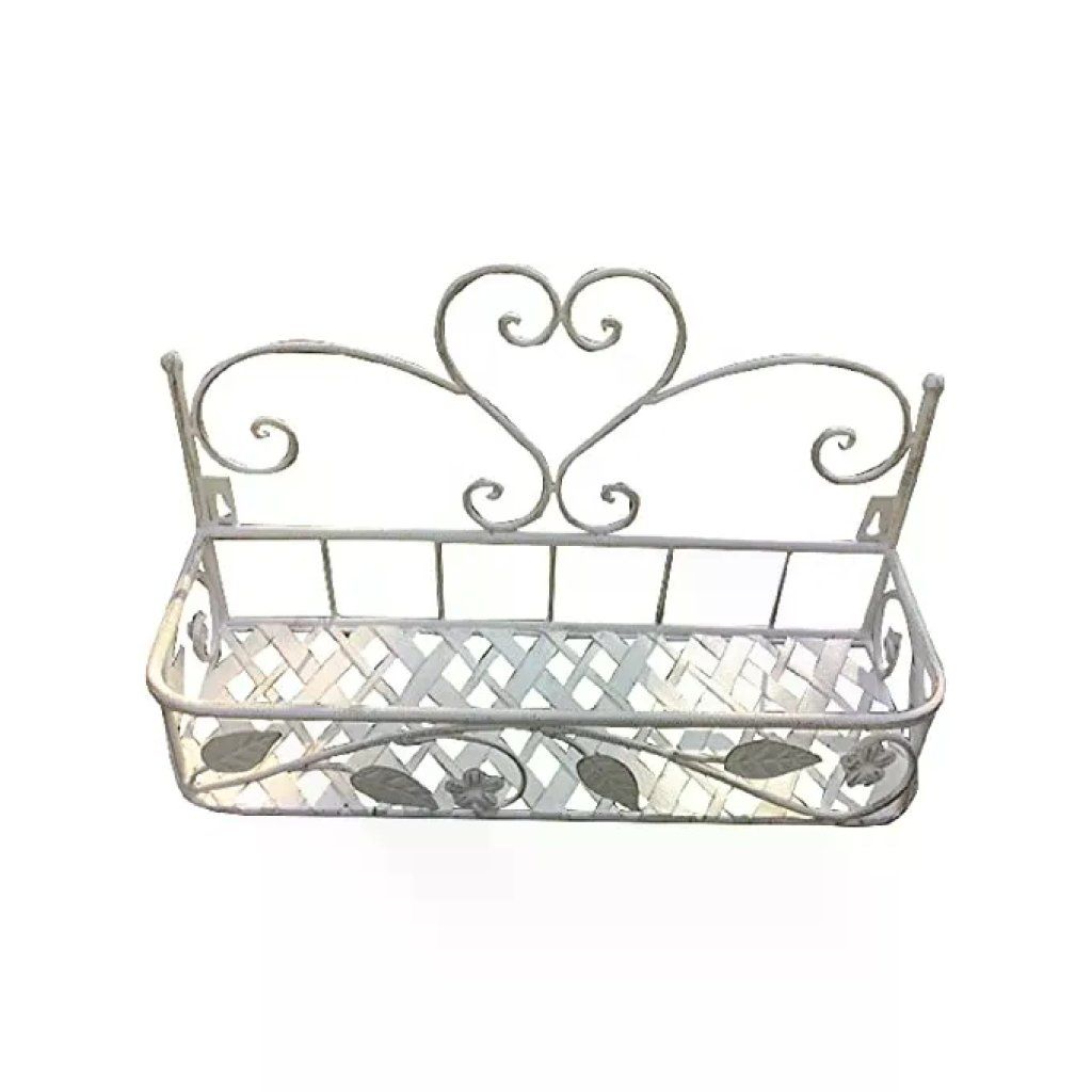 VIGOR-BLINKY Vigor Portafiori Ferro Battuto Bianco Fioriera 1 Piano da Parete o Appoggio
