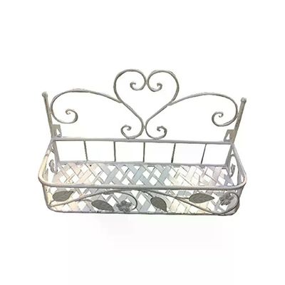 VIGOR-BLINKY Vigor Portafiori Ferro Battuto Bianco Fioriera 1 Piano da Parete o Appoggio