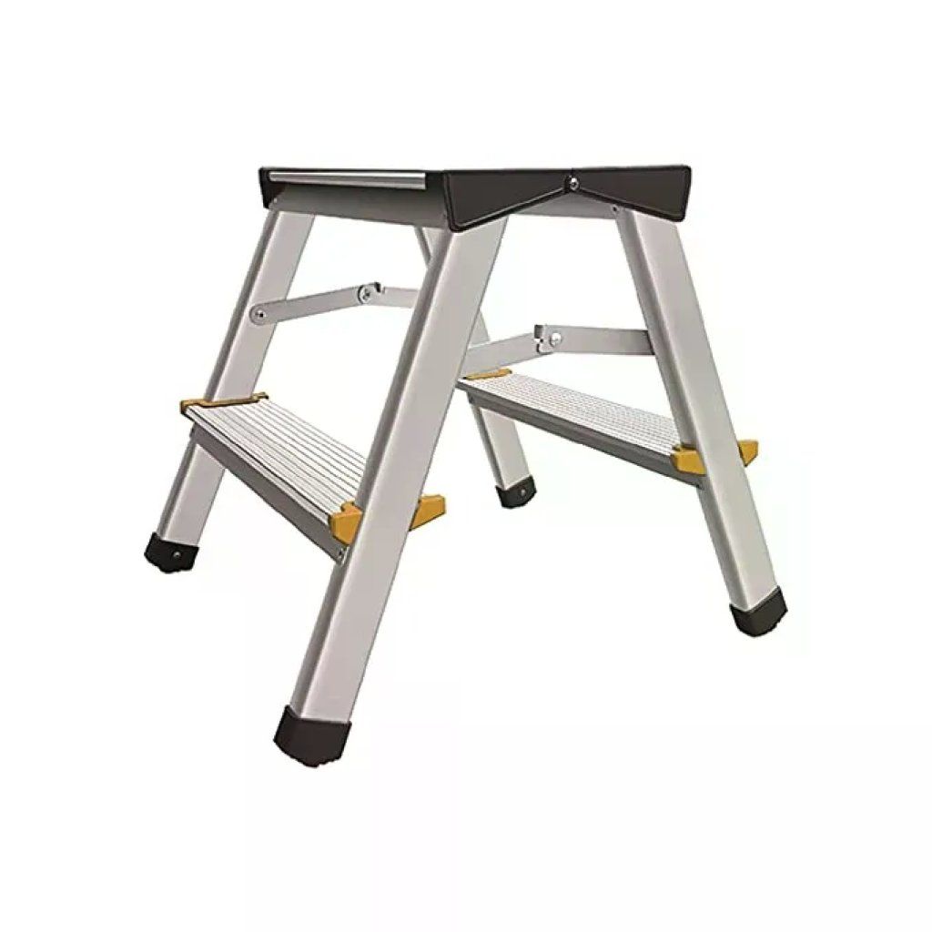 VIGOR-BLINKY Vigor 9685302 Kitty Sgabello in Alluminio a Doppia Salita 2+2 Gradini Portata 150 Kg Pieghevole