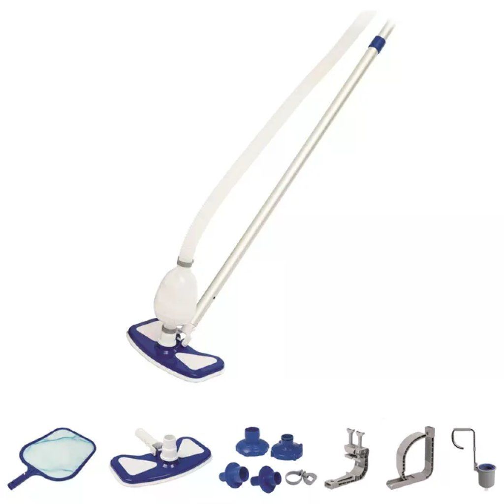 Bestway 58237 Flowclear Deluxe Kit Manutenzione Piscina Skimmer Spazzola Retino Asta 279 cm Tubo 7