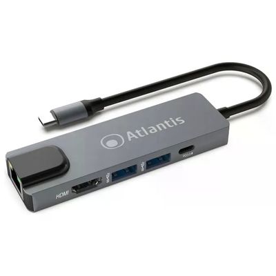 Atlantis A04-TC-LANHD+PU Mini Docking Station USB-C HDMI 1.4 LAN Gigabit 2x USB 3.0 1x USB