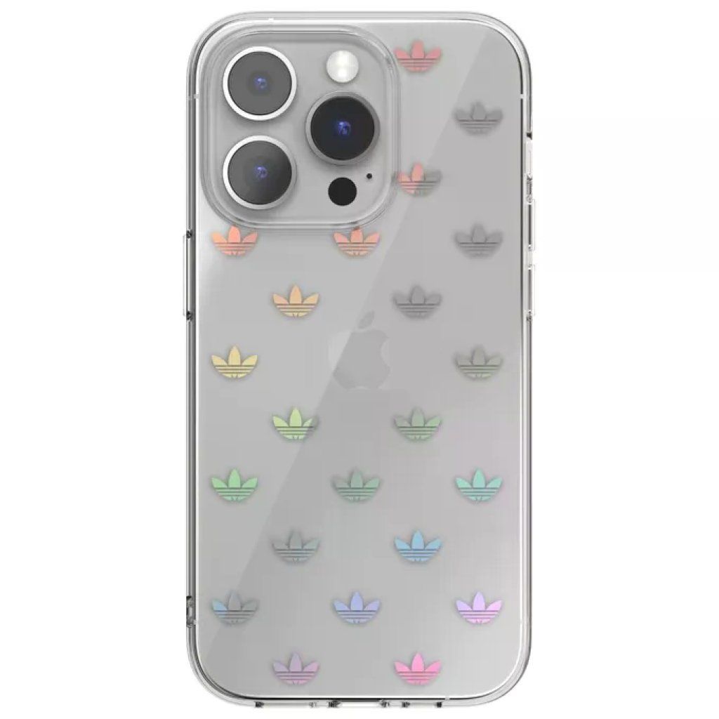 Adidas 50220 Originals Clear Cover Custodia iPhone 14 Pro TPU Resistente ai Graffi Ricarica Wireless