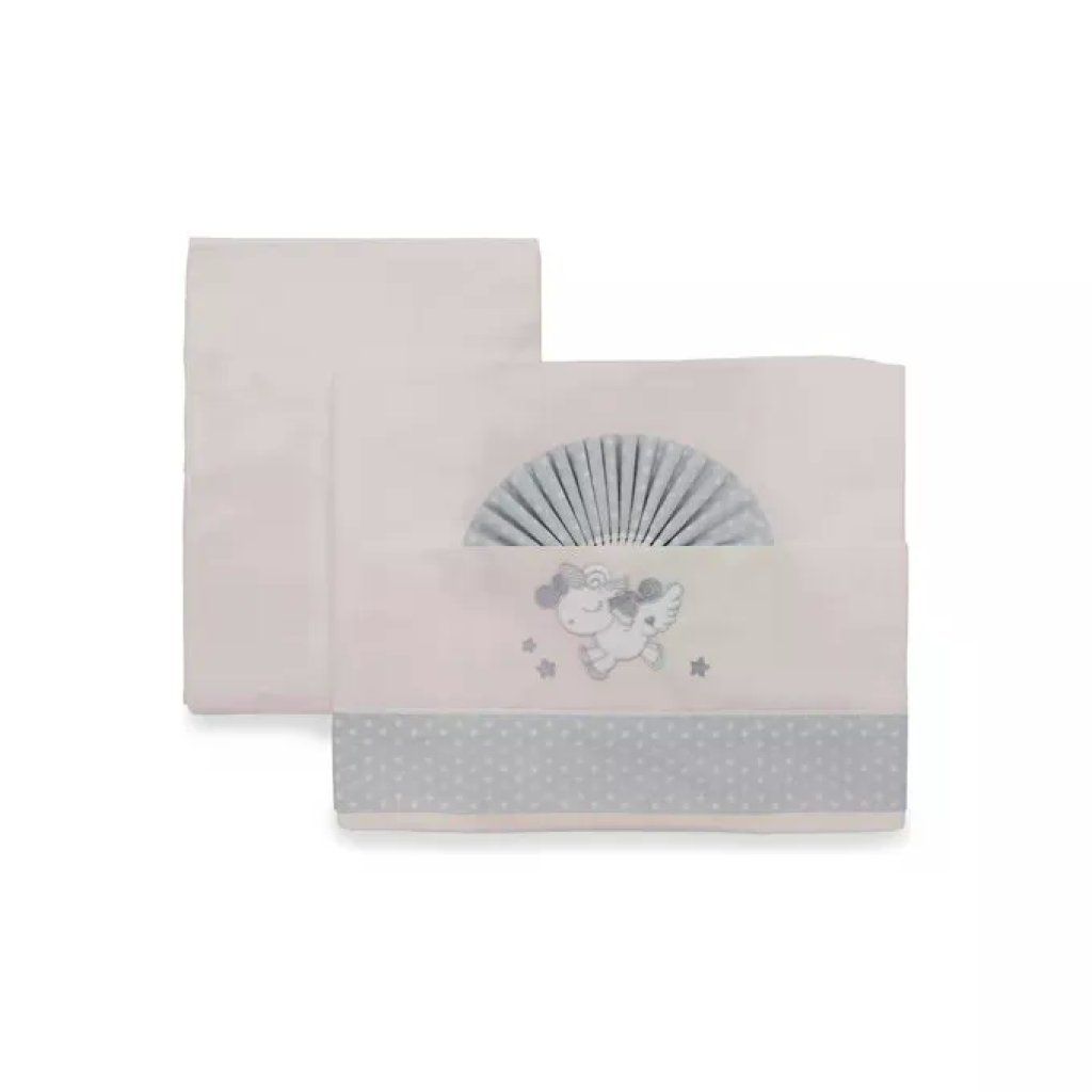 Italbaby Set lenzuola lettino completo 3 pezzi 100% cotone Lenzuolo sopra 120x80 cm Lenzuolo sotto con