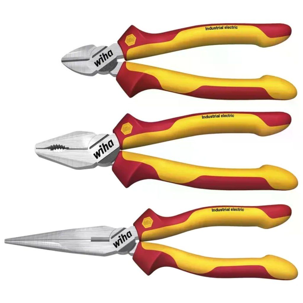 Wiha 38637 Industrial electric Set di pinze 3 pezzi isolamento 1000 V AC colore Rosso Giallo Wiha 38637 Industrial electric Set di pinze 3 pezzi isolamento 1000 V AC colore Rosso Giallo