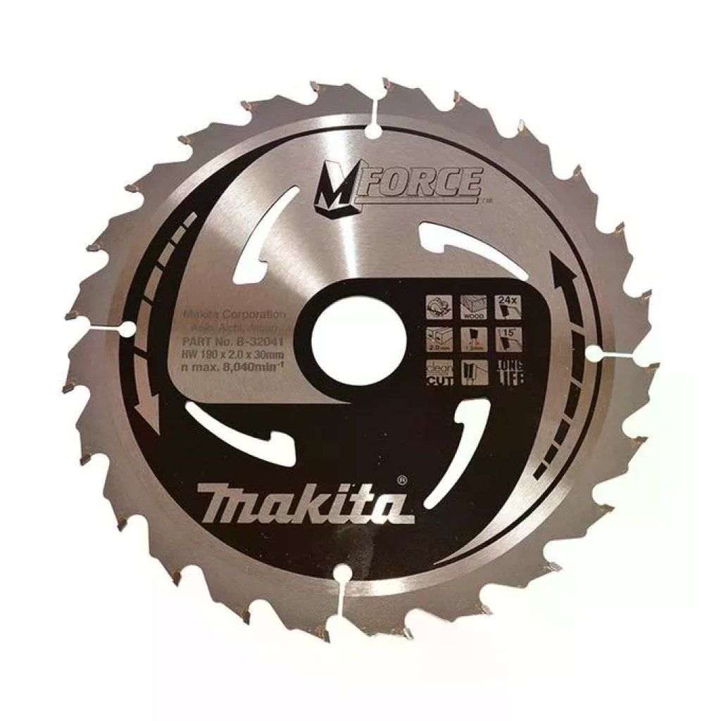Makita B-32041 M-FORCE Lama per Sega Circolare 190 mm 30 mm 24 denti 1,2 mm HM per Legno