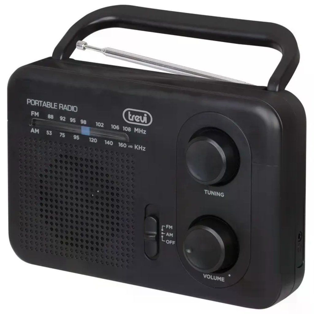Trevi 0RA7F6400 Radio Portatile Analogico con Sintonizzatore AM FM Alimentazione DC Batteria 3 C Cuffia