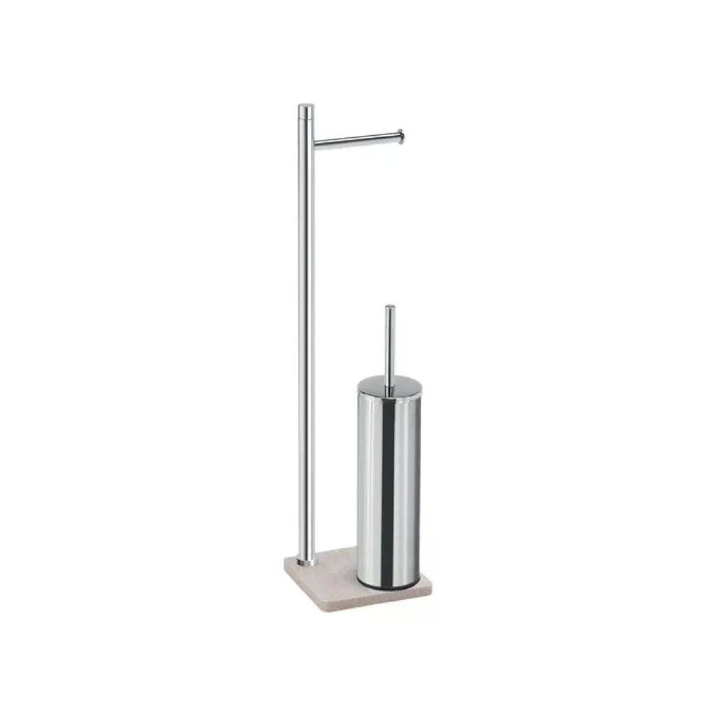 Gedy TA32 03 TANIA Colonna attrezzata WC con Portarotolo e Portascopino colore Cromo e Beige