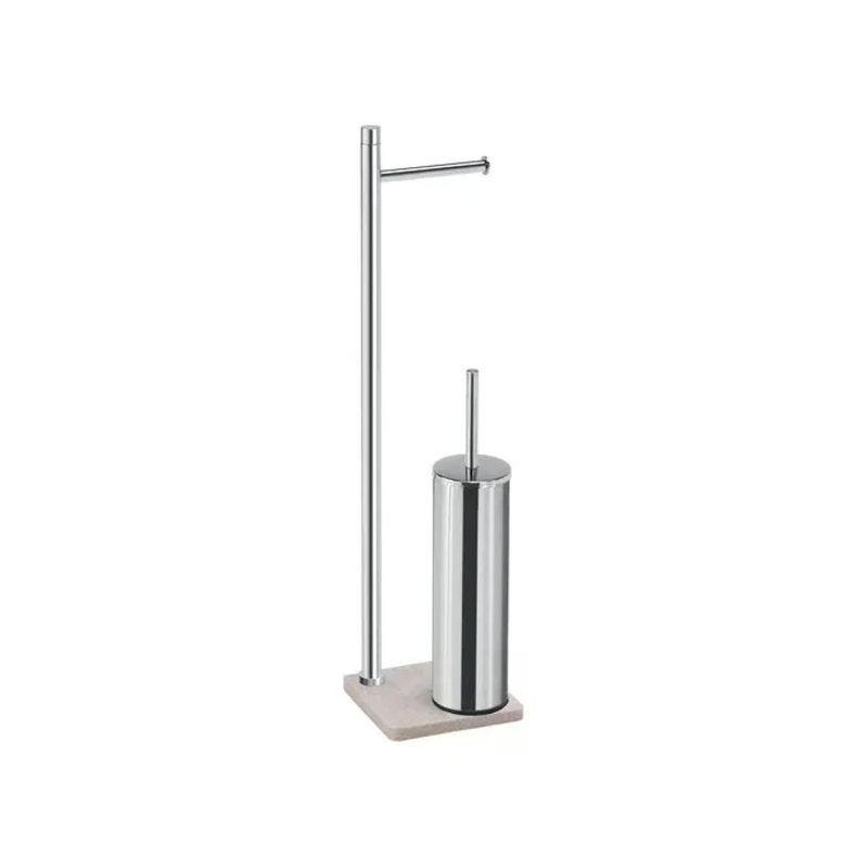 Gedy Tania TA32 03 Colonna WC con Portarotolo e Portascopino, Cromo e Beige Gedy Tania TA32 03 Colonna WC con Portarotolo e Portascopino, Cromo e Beige