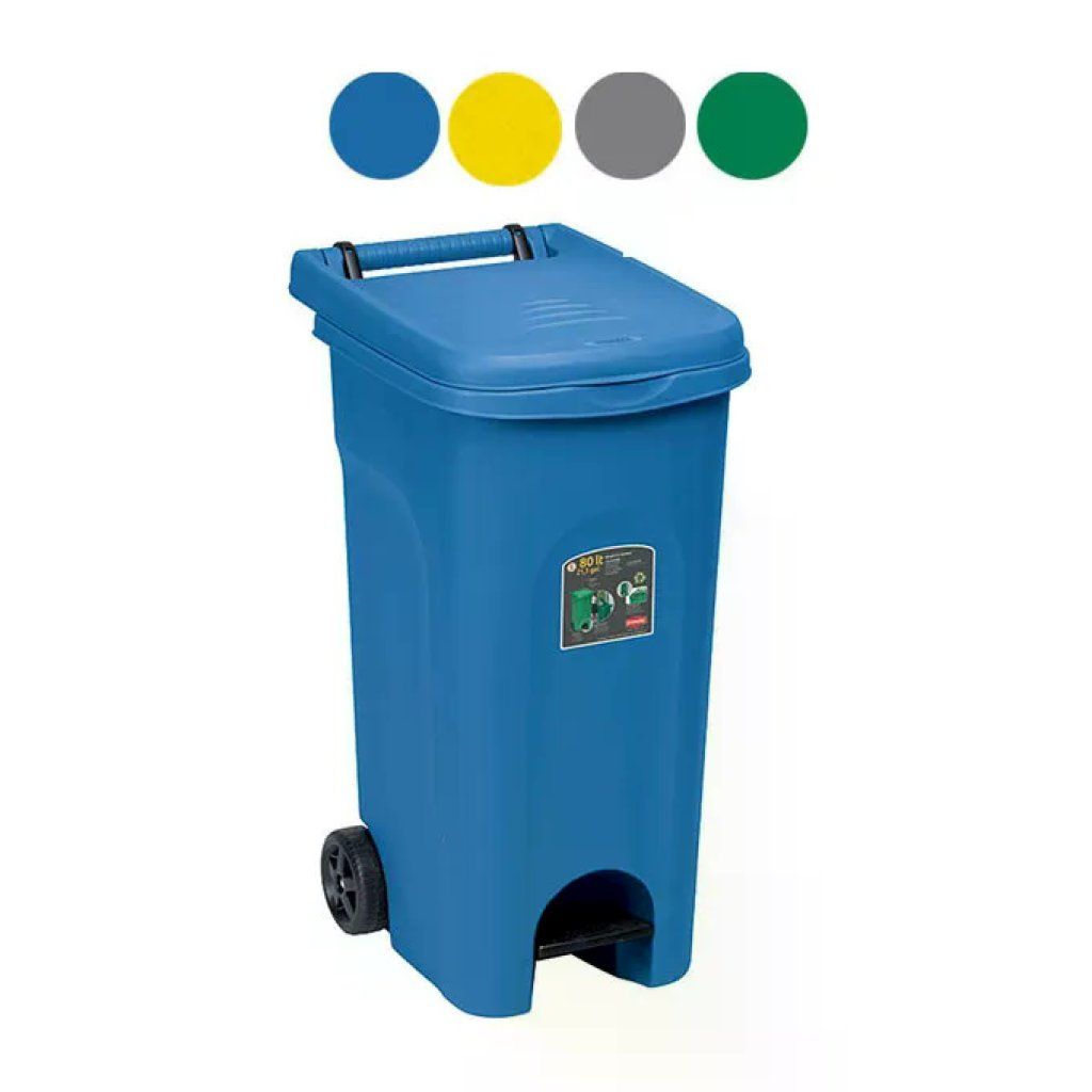 Stefanplast 25605 Urban Eco System Bidone Pattumiera a Pedale 80 lt con Ruote e Maniglione colore Giallo