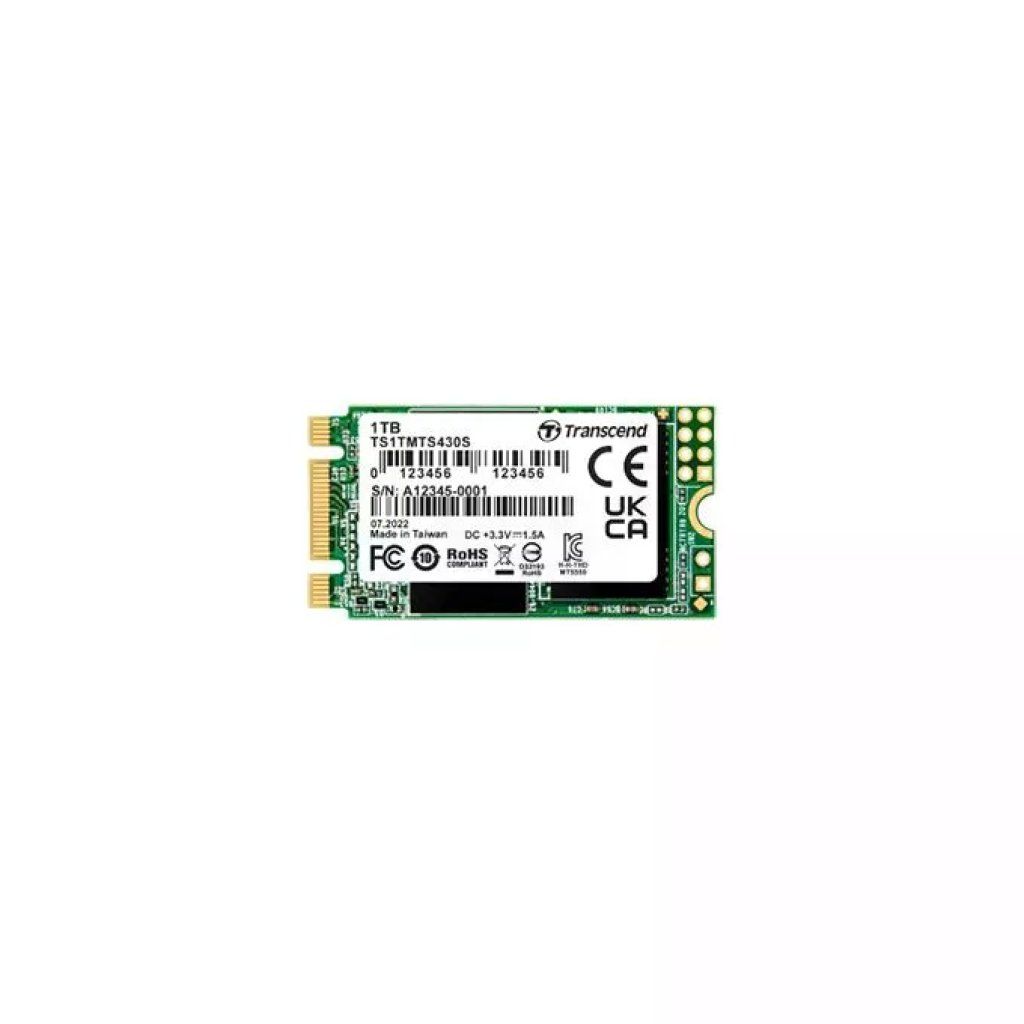 Transcend TS1TMTS430S MTS430S SSD interno M.2 2242 SATA III 1TB 3D NAND TLC velocita' lettura 560 MB Transcend TS1TMTS430S MTS430S SSD interno M.2 2242 SATA III 1TB 3D NAND TLC velocita' lettura 560 MB