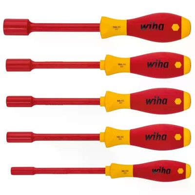 Wiha 322K5 SoftFinish Electric Set di cacciaviti a bussola esagonale 5 pezzi 1000 V CA colore Rosso Wiha 322K5 SoftFinish Electric Set di cacciaviti a bussola esagonale 5 pezzi 1000 V CA colore Rosso